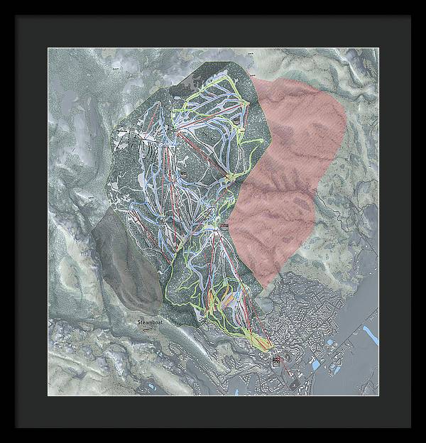 Steamboat Ski Resort Map - Framed Print