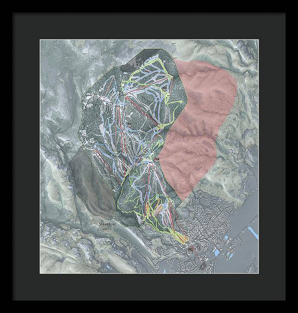 Steamboat Ski Resort Map - Framed Print