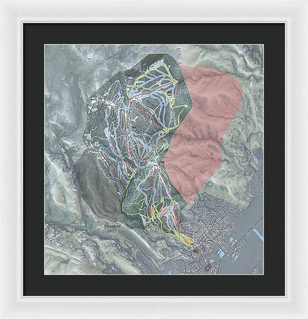 Steamboat Ski Resort Map - Framed Print