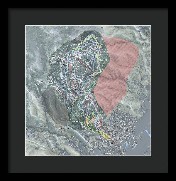 Steamboat Ski Resort Map - Framed Print