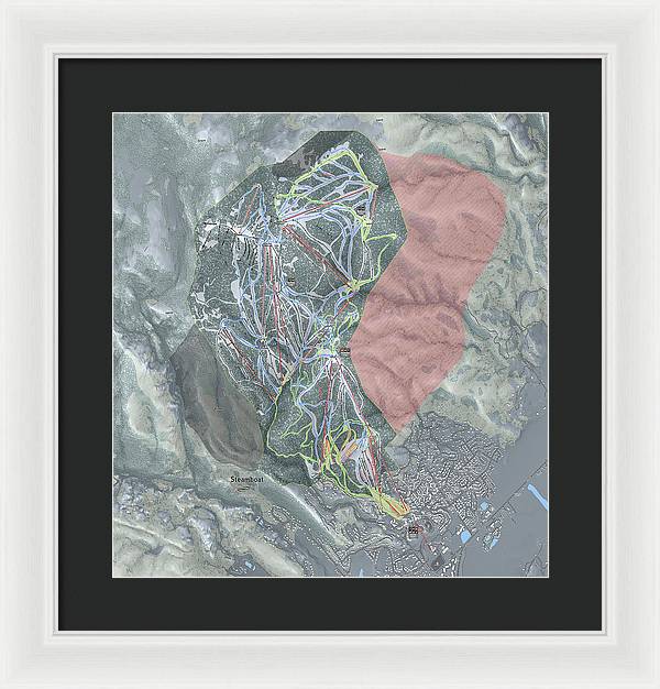 Steamboat Ski Resort Map - Framed Print