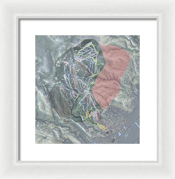 Steamboat Ski Resort Map - Framed Print
