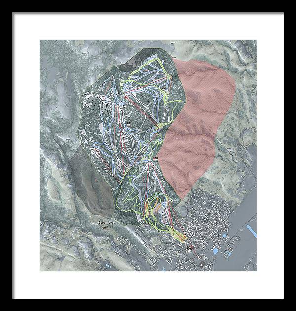 Steamboat Ski Resort Map - Framed Print