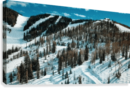 Steamboat Springs Ski resort oil painting - Powderaddicts