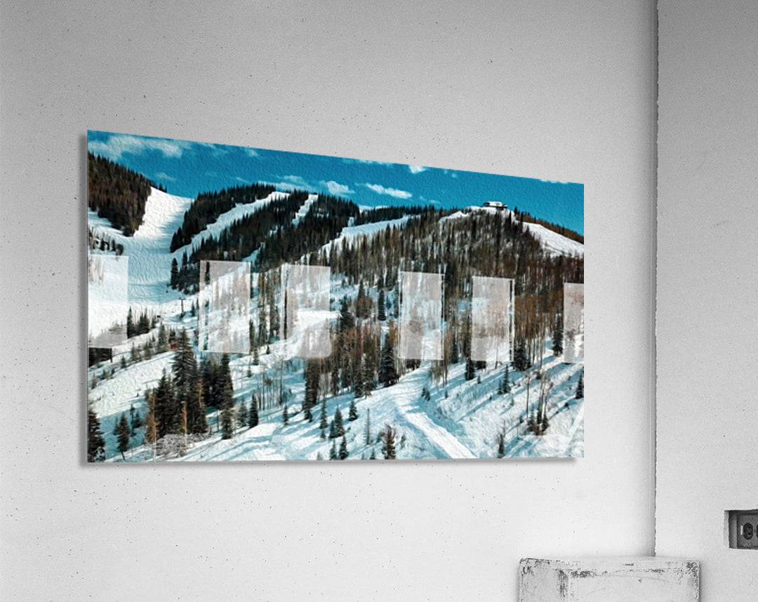 Steamboat Springs Ski resort oil painting - Powderaddicts