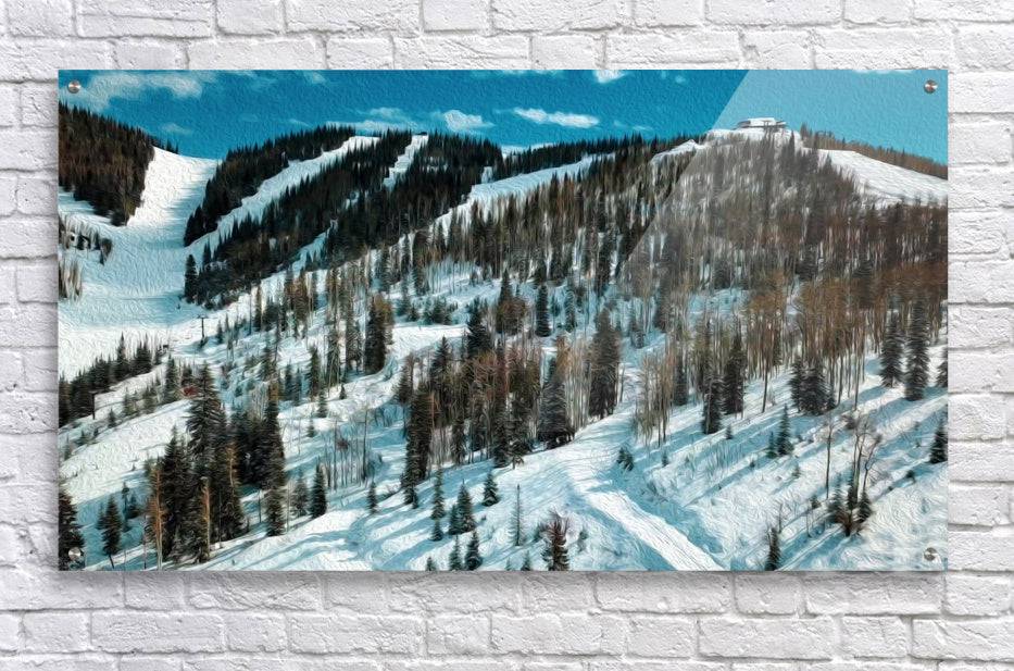 Steamboat Springs Ski resort oil painting - Powderaddicts
