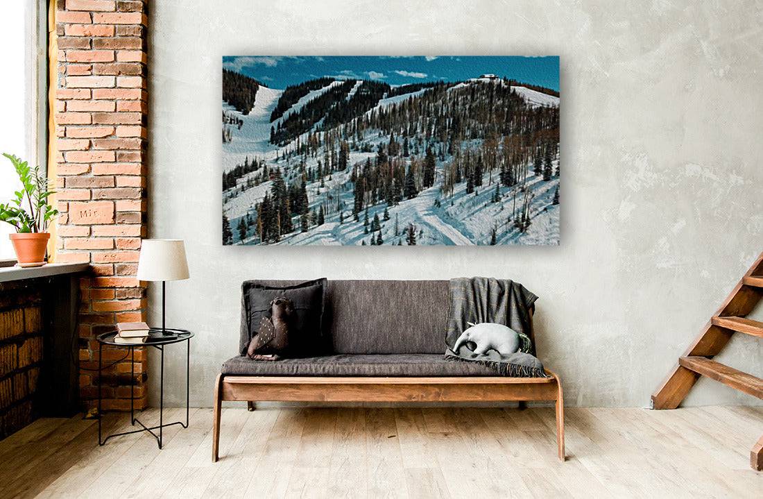 Steamboat Springs Ski resort oil painting - Powderaddicts
