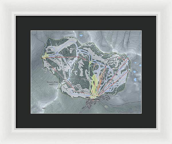 Stevens Pass Ski Trail Map - Framed Print - Powderaddicts