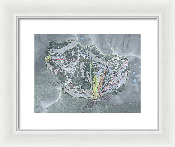 Stevens Pass Ski Trail Map - Framed Print - Powderaddicts