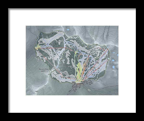 Stevens Pass Ski Trail Map - Framed Print - Powderaddicts