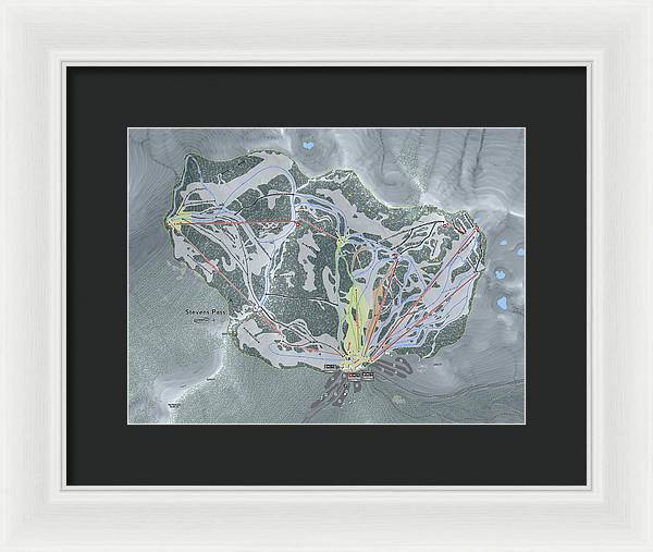 Stevens Pass Ski Trail Map - Framed Print - Powderaddicts