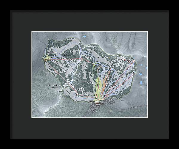Stevens Pass Ski Trail Map - Framed Print - Powderaddicts