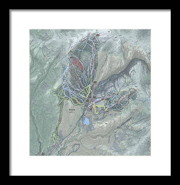 Stowe Ski Trail Map - Framed Print - Powderaddicts