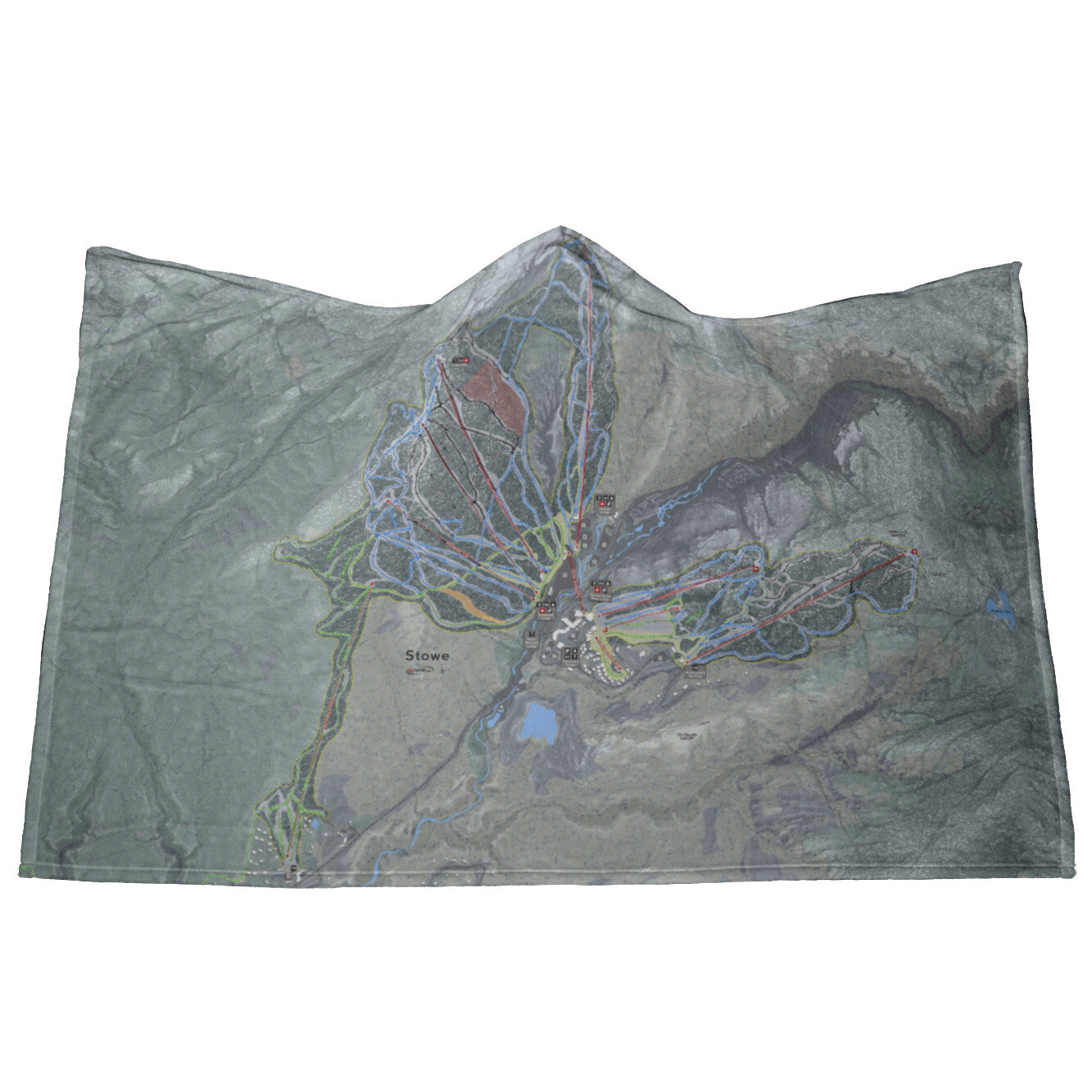Stowe, Vermont Ski Trail Map - Hooded Blanket - Powderaddicts