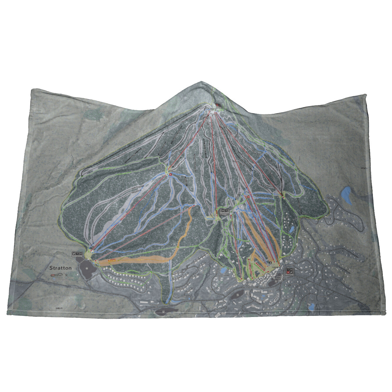 Stratton, Vermont Ski Trail Map - Hooded Blanket - Powderaddicts