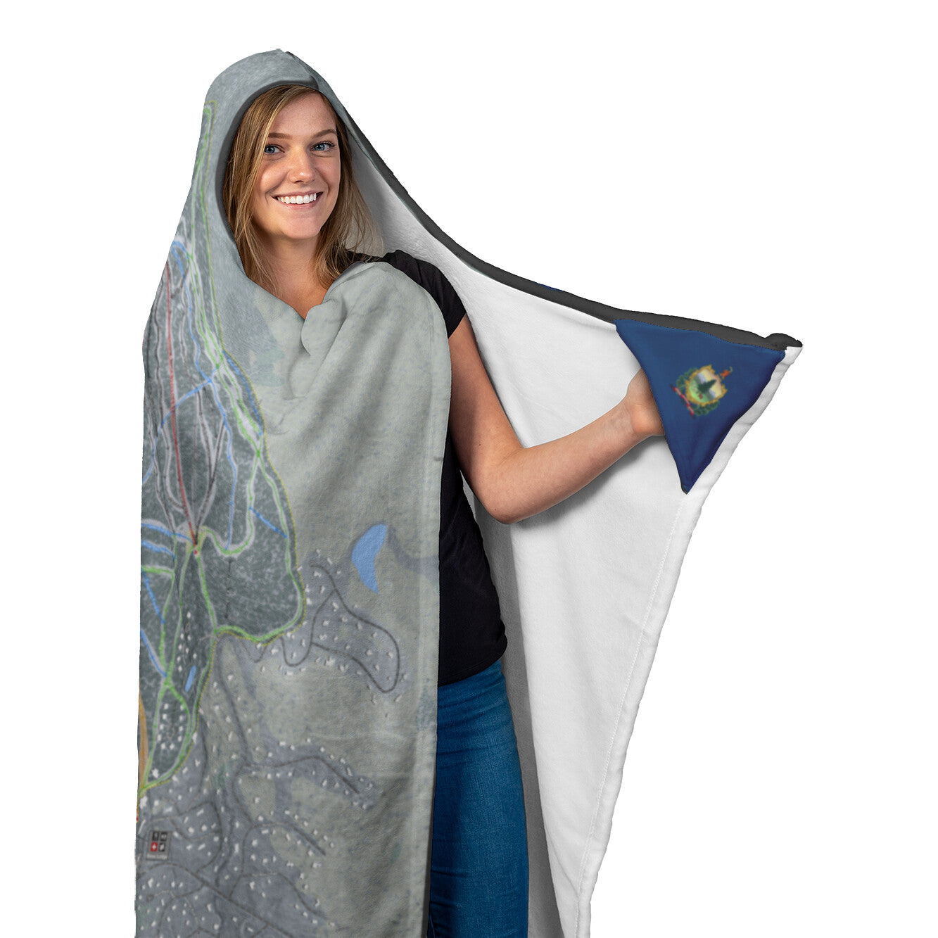 Stratton, Vermont Ski Trail Map - Hooded Blanket - Powderaddicts