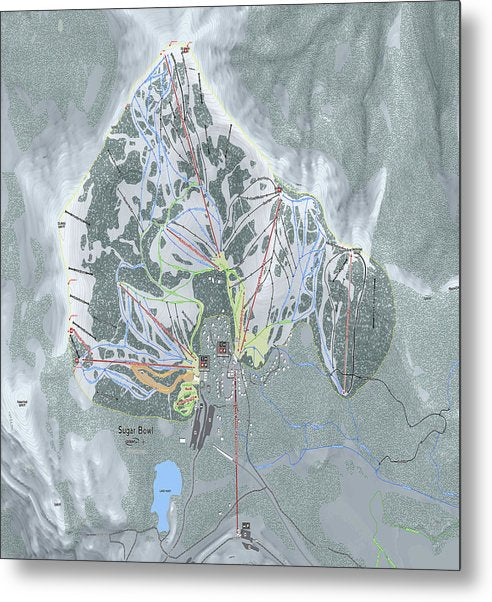 Sugar Bowl Ski Trail Map - Metal Print - Powderaddicts