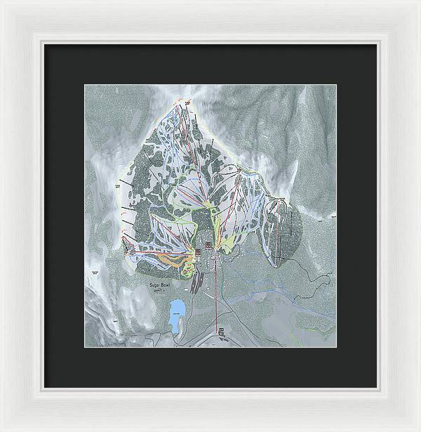 Sugar Bowl Ski Trail Map - Framed Print - Powderaddicts