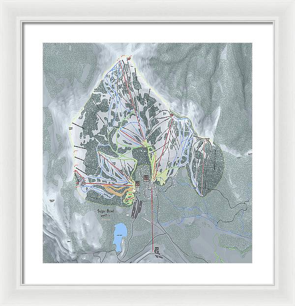 Sugar Bowl Ski Trail Map - Framed Print - Powderaddicts