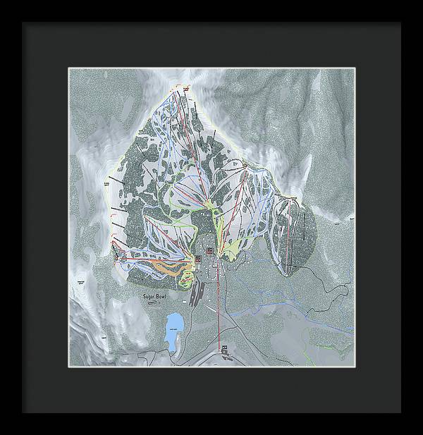 Sugar Bowl Ski Trail Map - Framed Print - Powderaddicts