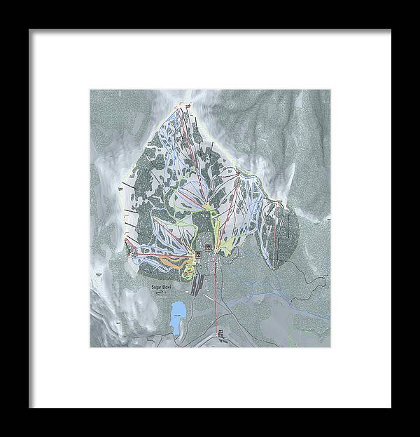 Sugar Bowl Ski Trail Map - Framed Print - Powderaddicts