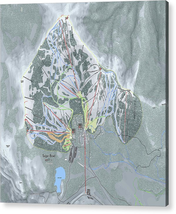 Sugar Bowl Ski Trail Map - Acrylic Print - Powderaddicts