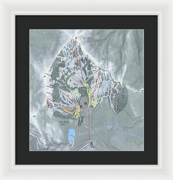Sugar Bowl Ski Trail Map - Framed Print - Powderaddicts