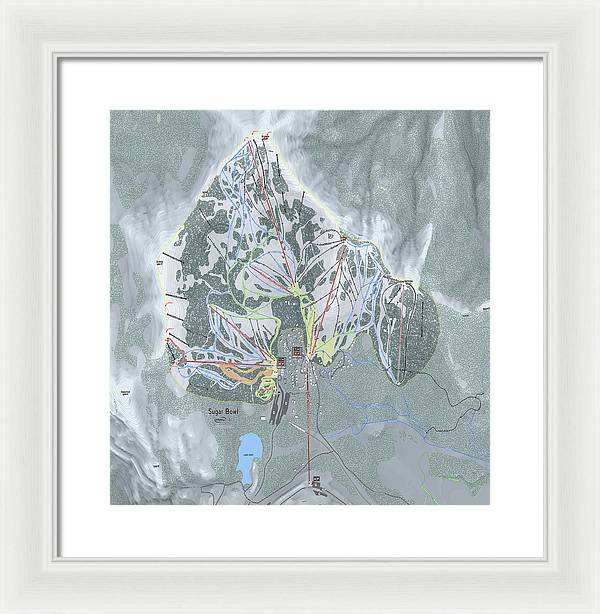 Sugar Bowl Ski Trail Map - Framed Print - Powderaddicts