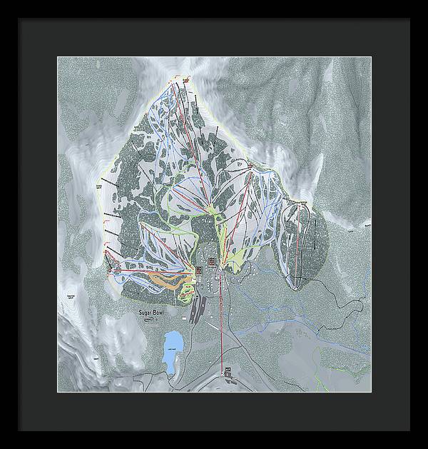 Sugar Bowl Ski Trail Map - Framed Print - Powderaddicts