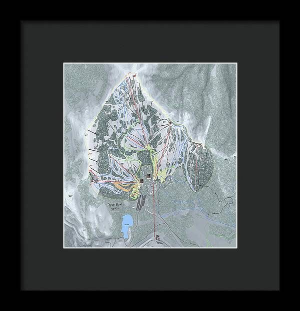 Sugar Bowl Ski Trail Map - Framed Print - Powderaddicts
