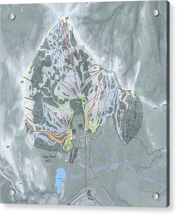 Sugar Bowl Ski Trail Map - Acrylic Print - Powderaddicts