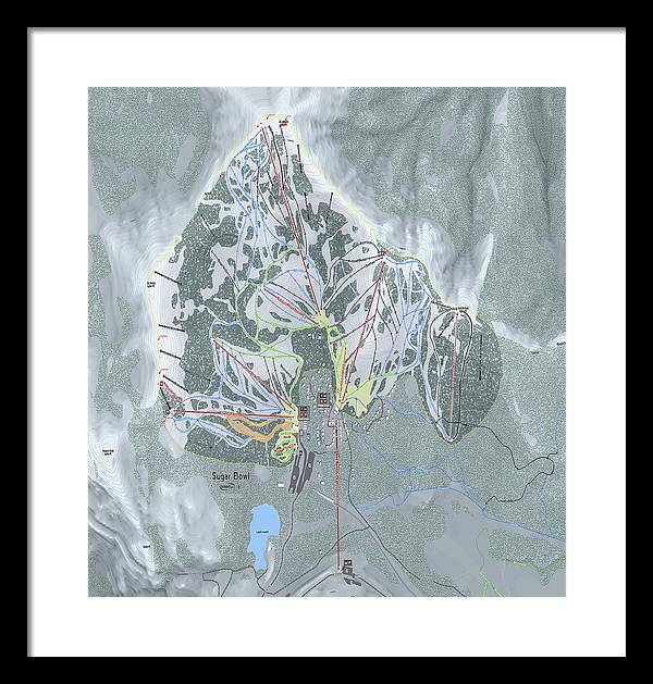 Sugar Bowl Ski Trail Map - Framed Print - Powderaddicts