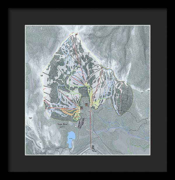 Sugar Bowl Ski Trail Map - Framed Print - Powderaddicts