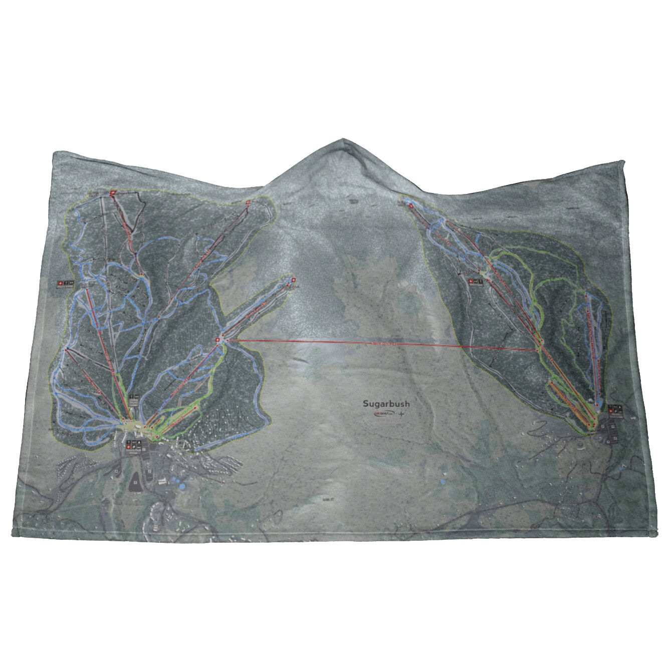 Sugarbush, Vermont Ski Trail Map - Hooded Blanket - Powderaddicts