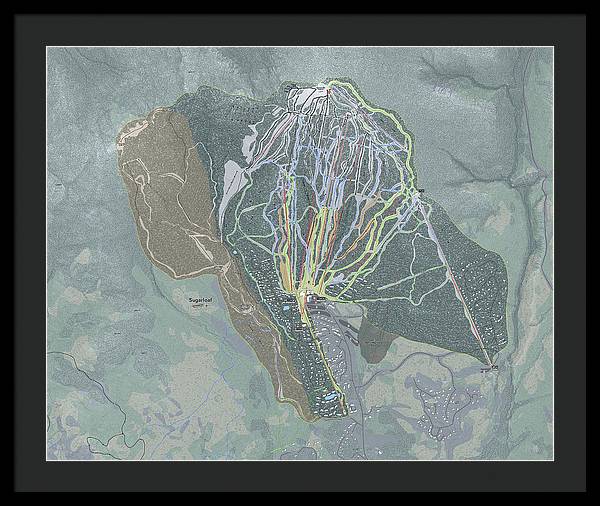 Sugarloaf, Maine Ski Trail Map - Framed Print