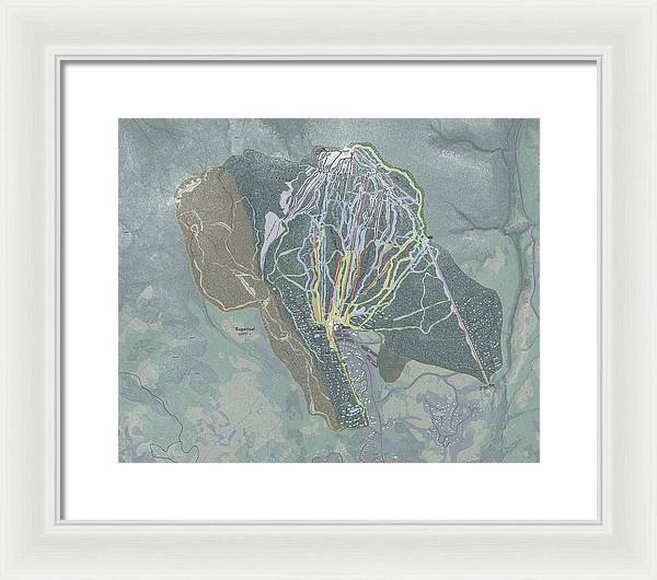 Sugarloaf, Maine Ski Trail Map - Framed Print