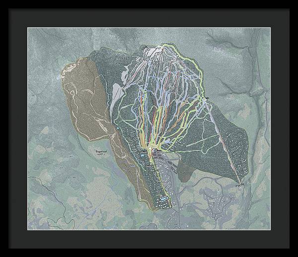 Sugarloaf, Maine Ski Trail Map - Framed Print