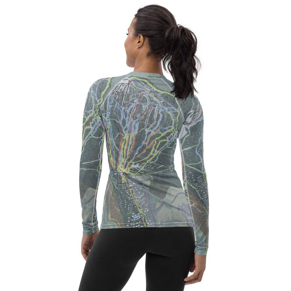 Sugarloaf, Maine Ski Trail Map Women&#39;s Base Layer Top - Powderaddicts