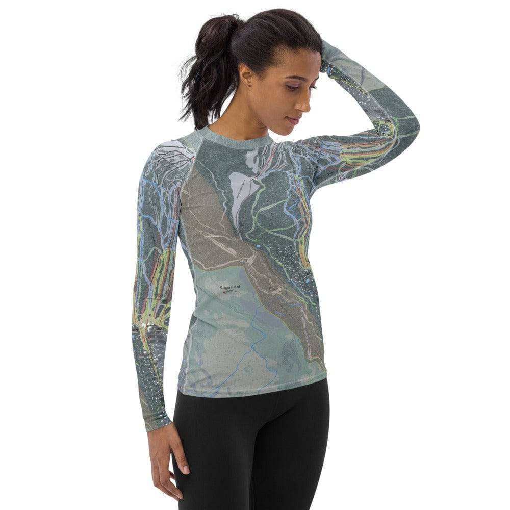 Sugarloaf, Maine Ski Trail Map Women&#39;s Base Layer Top - Powderaddicts