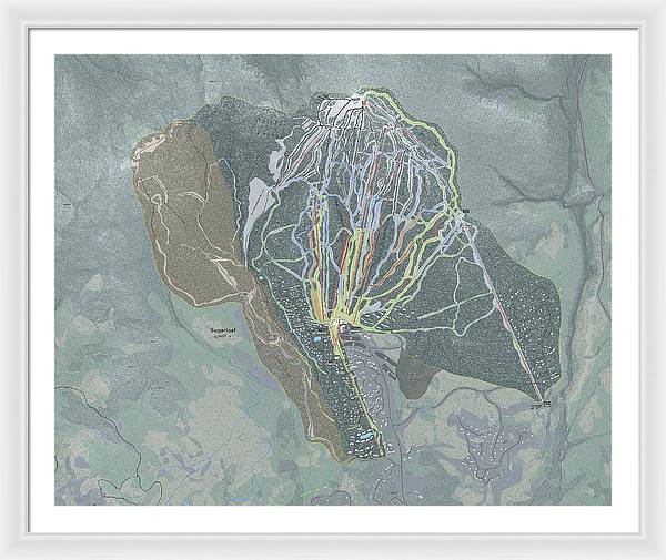Sugarloaf Ski Trail Map - Framed Print - Powderaddicts