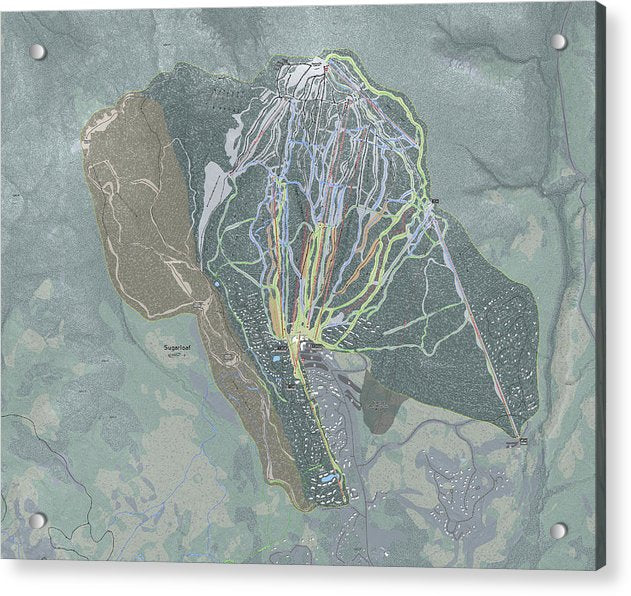 Sugarloaf Ski Trail Map - Acrylic Print - Powderaddicts