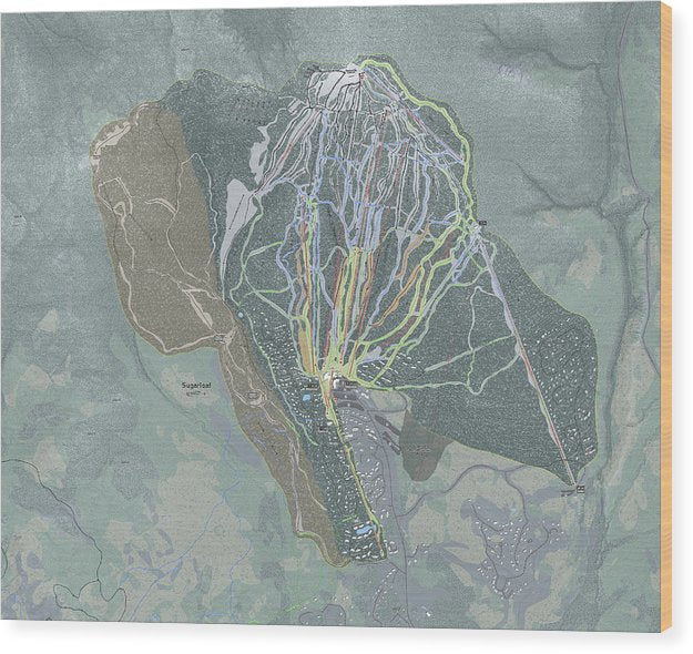 Sugarloaf Ski Trail Map - Wood Print - Powderaddicts