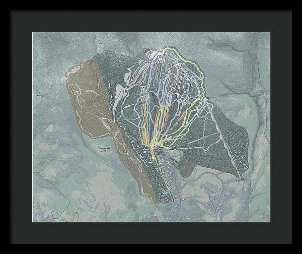 Sugarloaf Ski Trail Map - Framed Print - Powderaddicts