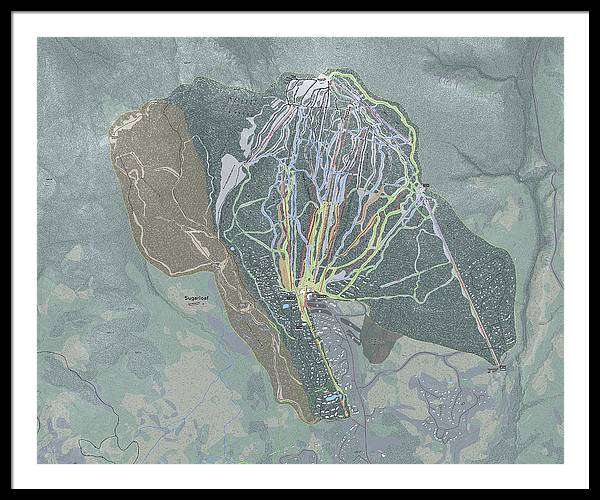 Sugarloaf Ski Trail Map - Framed Print - Powderaddicts