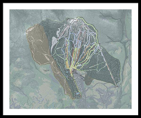 Sugarloaf Ski Trail Map - Framed Print - Powderaddicts
