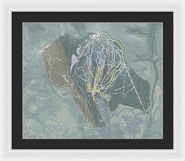 Sugarloaf Ski Trail Map - Framed Print - Powderaddicts