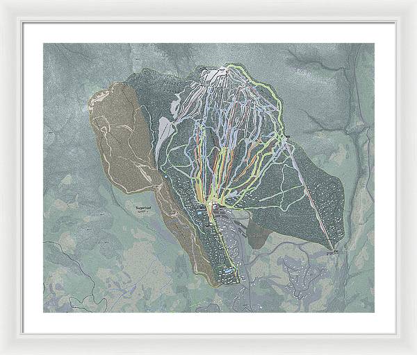 Sugarloaf Ski Trail Map - Framed Print - Powderaddicts