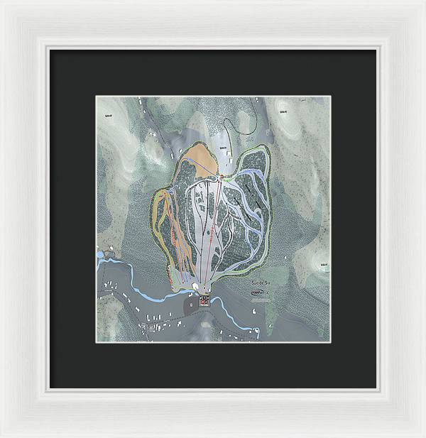 Suicide Six Ski Trail Map - Framed Print - Powderaddicts