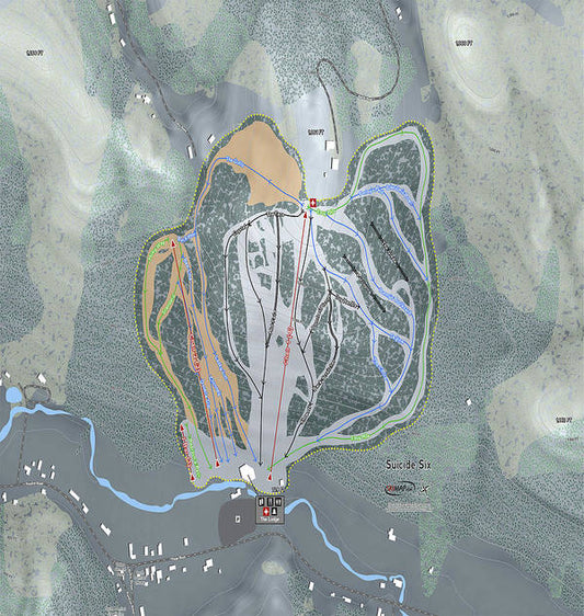 Suicide Six Ski Trail Map - Art Print - Powderaddicts
