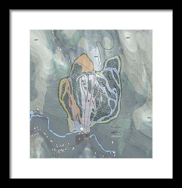 Suicide Six Ski Trail Map - Framed Print - Powderaddicts